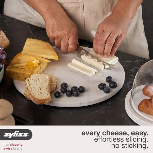 سكين الجبن زيليس - شفرة من الفولاذ المقاوم للصدأ مع فتحات غير لاصقة وطرف شوكة للتقديم - قطع أجبان ناعمة وشبه ناعمة وثابتة - مقبض من قش القمح، آمن للاستخدام في غسالة الأطباق، ضمان لمدة 5 سنوات - 5 بوصات in Kuwait