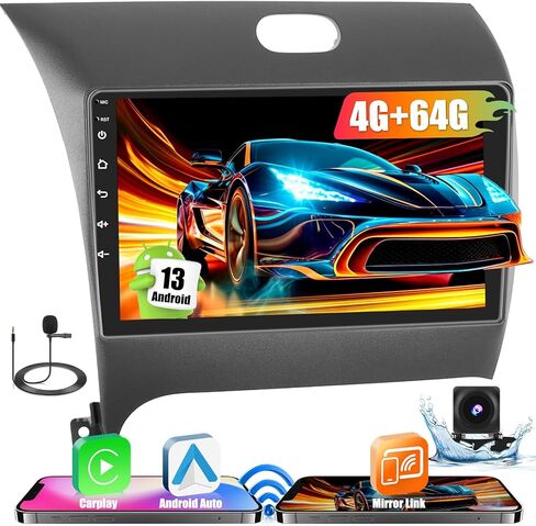 4G+64G Android 13 Car Stereo for 2013-2018 KIA Cerato K3 Forte Radio, 9 Inch IPS Touch Screen Radio with Wireless Apple Carplay Android Auto, Bluetooth GPS WiFi 32EQ DSP FM RDS SWC+Mic, AHD Backup Cam in Kuwait