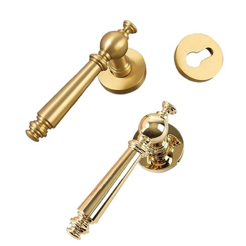 Pure Copper Door Locks Solid Brass Handle Lock Bright Gold Bronze 4keys for Interior Bedroom Door Home Deco Rarelock MA124 1Pcs(Gold_85MM) in Saudi Arabia