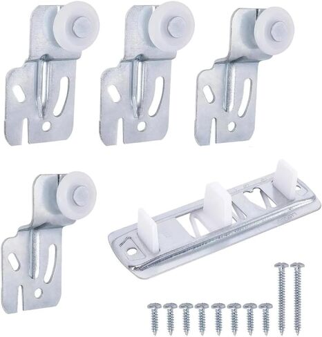 مجموعة بكرات الباب المنزلق الهادئ، مجموعة أدوات ومسارات للباب المنزلق المعلق من أعلى، مجموعة استبدال إصلاح باب خزانة الملابس مكونة من 5 قطع in Kuwait