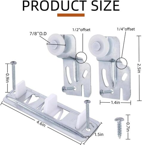 مجموعة بكرات الباب المنزلق الهادئ، مجموعة أدوات ومسارات للباب المنزلق المعلق من أعلى، مجموعة استبدال إصلاح باب خزانة الملابس مكونة من 5 قطع in Kuwait