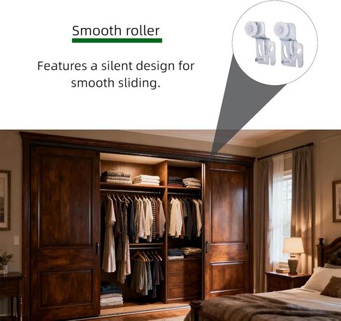 مجموعة بكرات الباب المنزلق الهادئ، مجموعة أدوات ومسارات للباب المنزلق المعلق من أعلى، مجموعة استبدال إصلاح باب خزانة الملابس مكونة من 5 قطع in Kuwait