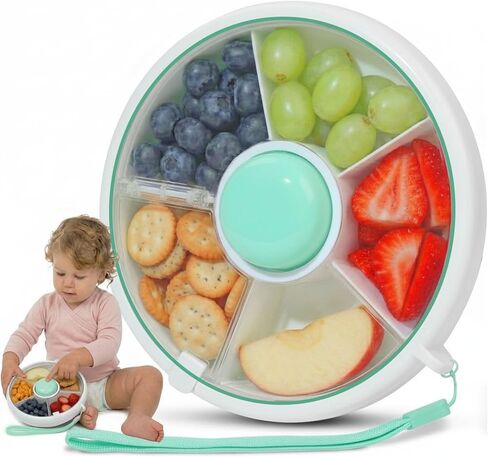 Toddler Snack Spinner - حاويات غداء متينة ومتسابقين - 5 مقصورة للأطفال - صندوق خفيفة مثالي للتجول - خالي من BPA وآمن غسالة الصحون - الوردي in Saudi Arabia