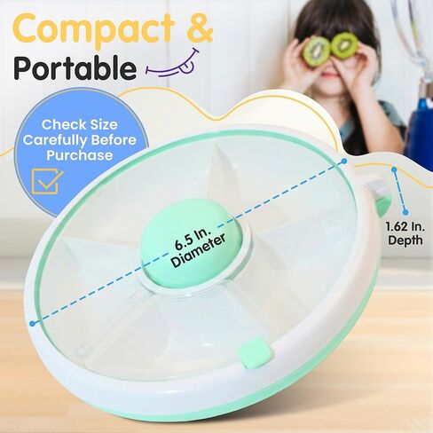 Toddler Snack Spinner - حاويات غداء متينة ومتسابقين - 5 مقصورة للأطفال - صندوق خفيفة مثالي للتجول - خالي من BPA وآمن غسالة الصحون - الوردي in Saudi Arabia