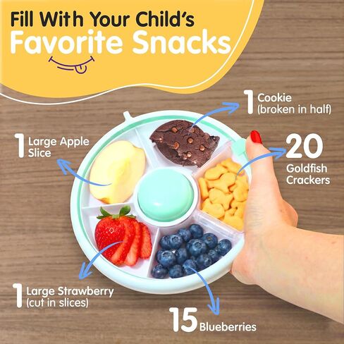 Toddler Snack Spinner - حاويات غداء متينة ومتسابقين - 5 مقصورة للأطفال - صندوق خفيفة مثالي للتجول - خالي من BPA وآمن غسالة الصحون - الوردي in Saudi Arabia