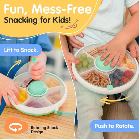 Toddler Snack Spinner - حاويات غداء متينة ومتسابقين - 5 مقصورة للأطفال - صندوق خفيفة مثالي للتجول - خالي من BPA وآمن غسالة الصحون - الوردي in Saudi Arabia