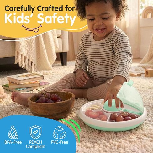 Toddler Snack Spinner - حاويات غداء متينة ومتسابقين - 5 مقصورة للأطفال - صندوق خفيفة مثالي للتجول - خالي من BPA وآمن غسالة الصحون - الوردي in Saudi Arabia