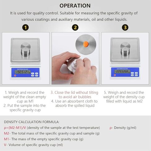37ml+50mm+100ml High-Precision Density Pycnometer, Stainless Steel Paint Pycnometer with Storage Box, Measurement Error 1mg, Large Opening Design, for Testing Paint/Auxiliary Materials in Kuwait