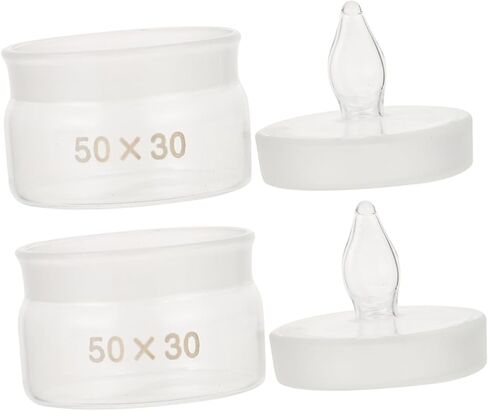 مجموعة زجاجات وزن زجاجية مكونة من قطعتين من برطمانات أخذ العينات من البورسليكات ذات الشكل المنخفض مع أغطية 50 × 30 مم أواني زجاجية للمختبر لتجارب الكيمياء وقياسها in Kuwait