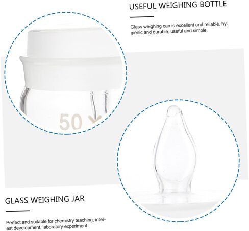 مجموعة زجاجات وزن زجاجية مكونة من قطعتين من برطمانات أخذ العينات من البورسليكات ذات الشكل المنخفض مع أغطية 50 × 30 مم أواني زجاجية للمختبر لتجارب الكيمياء وقياسها in Kuwait