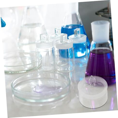 مجموعة زجاجات وزن زجاجية مكونة من قطعتين من برطمانات أخذ العينات من البورسليكات ذات الشكل المنخفض مع أغطية 50 × 30 مم أواني زجاجية للمختبر لتجارب الكيمياء وقياسها in Kuwait