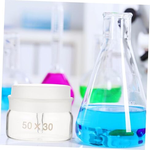مجموعة زجاجات وزن زجاجية مكونة من قطعتين من برطمانات أخذ العينات من البورسليكات ذات الشكل المنخفض مع أغطية 50 × 30 مم أواني زجاجية للمختبر لتجارب الكيمياء وقياسها in Kuwait