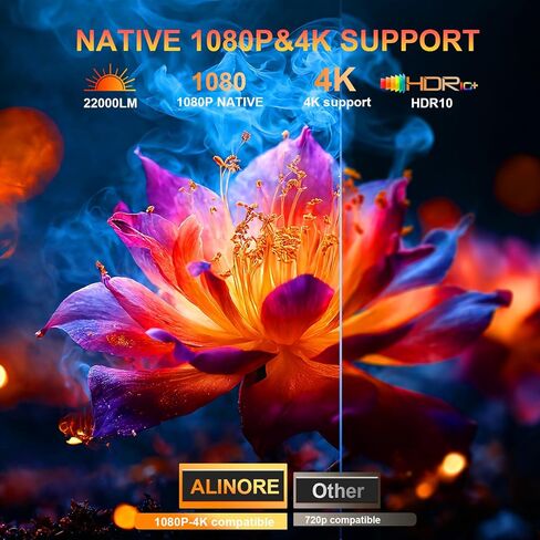 جهاز عرض ذكي مع WiFi و Bluetooth ، والتطبيقات المدمجة ، والكهرباء التركيز و Auto Keystone Protable Outdoor Projecor ، و Support 1080p Projector 4K ، وجهاز عرض الفيلم للمسرح المنزلي (أبيض) in Saudi Arabia