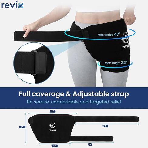 غلاف ثلج الورك طويل الأمد من REVIX لمدة 45 دقيقة، حزمة ثلج كبيرة جدًا قابلة لإعادة الاستخدام مع تصميم شبكة ثلج، غلاف علاج بالضغط البارد لاستبدال الورك، العصب الوركي وعدم راحة العضلات، 21 بوصة × 13 بوصة in Kuwait