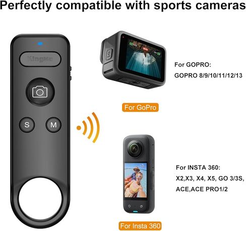 Wireless Insta360 ACE Remote Go Pro 13 Bluetooth Remote Control Compatible with Go Pro 8/9/10/11/12/13 & Insta360 X2、X3, X4, X5,GO 3/3S, ACE/ACE PRO1/2 Sport Camera Remote for Vlogging, Cycling in Kuwait