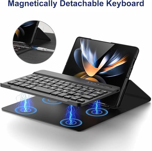 for Samsung Galaxy Z Fold 7 6 5 4 Case with Keyboard and Mouse Set, Portable 4 in 1 Flip Stand Case Detachable Bluetooth Keyboard Mouse & Pen for Galaxy Z Fold 7 6 5 4 in Kuwait