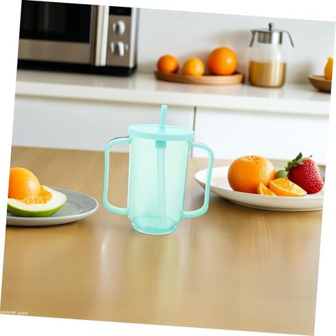 2 قطعة كوب للرضاعة مقاوم للانسكاب كوب للشرب لعسر البلع لإعادة تأهيل مستشفى تغذية كوب القش وغطاء للبالغين المعاقين in Kuwait