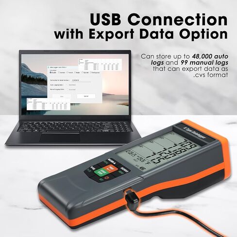 4-Channel Digital K Type Thermocouple Thermometer Data Logger with 48k DataLogging, USB Export, GLP-Compliant & Alarms, -328~2498°F Measuring Range with 4 Thermocouples & 2 Temperature Clamps for HVAC in Saudi Arabia