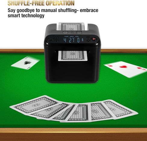 Automatic Card Dealer Machine, 1/2/3 Deck Playing Cards Dealing Machine, 180° 360° Rotating Robot Uno Card Dealer Rechargeable for Phase 10 Five Crowns Casino Poker Games, Texas Hold’em Mode in Kuwait