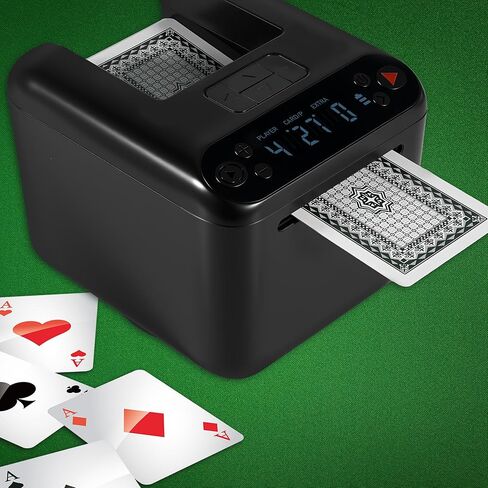 Automatic Card Dealer Machine, 1/2/3 Deck Playing Cards Dealing Machine, 180° 360° Rotating Robot Uno Card Dealer Rechargeable for Phase 10 Five Crowns Casino Poker Games, Texas Hold’em Mode in Kuwait