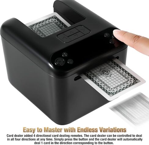 Automatic Card Dealer Machine, 1/2/3 Deck Playing Cards Dealing Machine, 180° 360° Rotating Robot Uno Card Dealer Rechargeable for Phase 10 Five Crowns Casino Poker Games, Texas Hold’em Mode in Kuwait