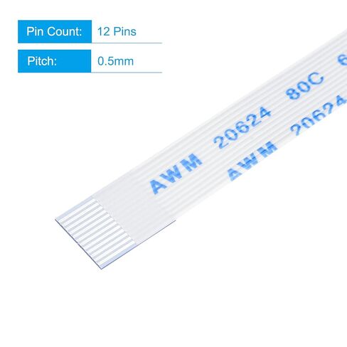 Generic FFC Ribbon Flat Flexible Cable, 12 Pin 0.5mm Pitch 300mm Long (B Type) for LCD 3D Printer Camera DVD TV Laptop Audio Pack of 10 in Saudi Arabia