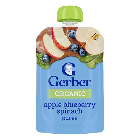 Gerber Organic Apple Blueberry Spinach Baby Food ، 3.5 Oz Pouch in Saudi Arabia