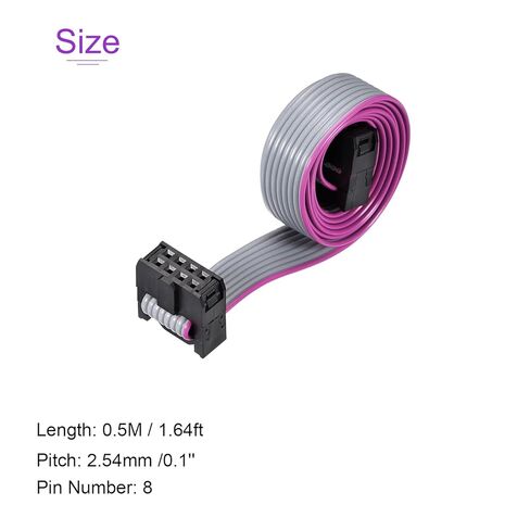 كابل شريط مسطح DMiotech 8Pin من النوع A FC إلى FC 1.64 قدم 2.54 مم سلك رمادي IDC للكاميرات الرقمية وأجهزة الكمبيوتر in Saudi Arabia