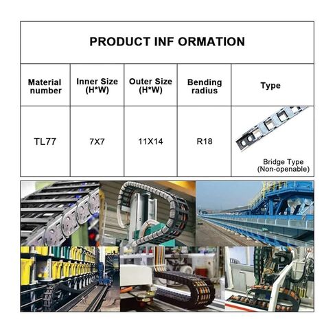 7X7mm سلسلة الكابلات البلاستيكية 1 متر أسود سحب سلسلة كابل سلك الناقل مطحنة آلة in Kuwait