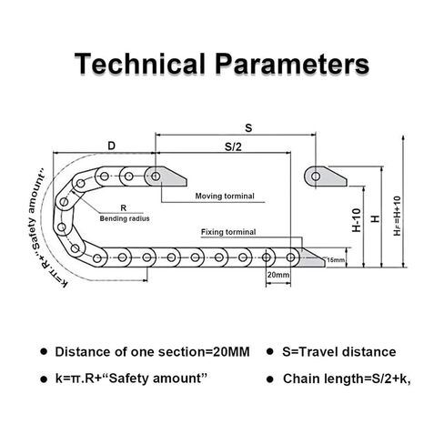 Black Wire Carrier Chain 10mm x 20mm 1M Length Cable Carrier Drag Chain Electrical Machines in Kuwait