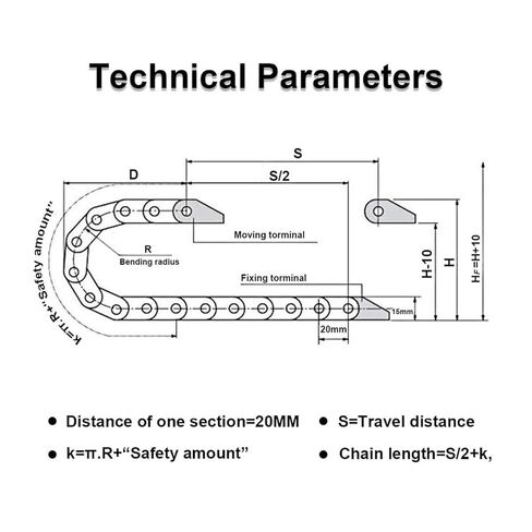 Black Wire Carrier Chain 10mm x 20mm 1M Length Drag Chain Cable Wire Carrier Machine Tool in Kuwait