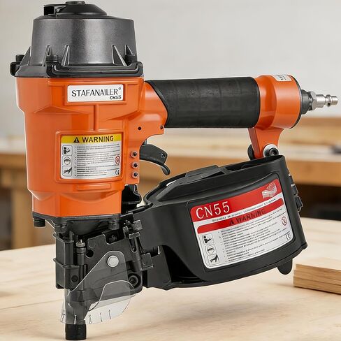 Update CN55 Pneumatic Siding Nailer for 1-Inch up to 2-1/4-Inch Nails, 15 Degree Coil Nail Gun with Bump Firing for Fast Nailing Speed, Coil Nail Gun for Pallets, Siding, Crating, Fencing, Decking in Kuwait