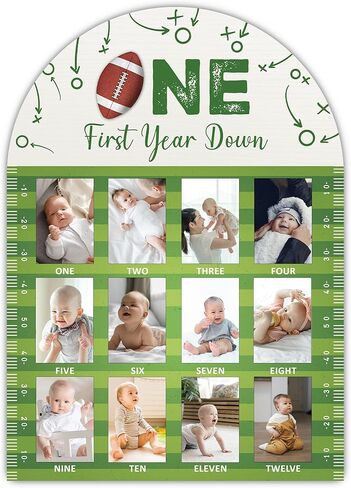 Baseball First Year Milestone Photo Board, Rookie of the Year Wood Photo Board 12 Monthly Baby Picture Frame, Girl Boy 1st Birthday Sports Party Decorations, Baby Shower Keepsake Best Gift-A20 in Kuwait