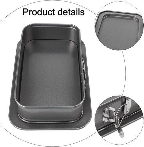 Rectangular Cake Pan with Removable Bottom,28x18x6.5cm Carbon Steel Cheesecake Tin for Baking Cheesecakes Tiramisu Mousse Paella Pizza,Dishwasher Safe Non-Deforming in Kuwait