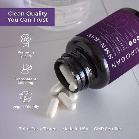 كبسولات نيوروجان إن إم إن + ريسفيراترول - دعم الصحة الخلوية والطاقة - 1200 مجم نيكوتيناميد أحادي نيوكليوتيد وترانس ريسفيراترول لكل وجبة، 90 قطعة in Kuwait