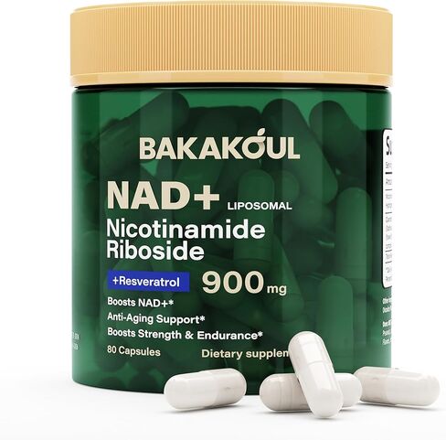 NAD Supplement - Liposomal Nicotinamide Riboside, Resveratrol, Quercetin, NAD Nicotinamide Riboside Resveratrol 900mg, NAD+ Supplement for Men and Women, 80 Capsules 1 Pack in Kuwait