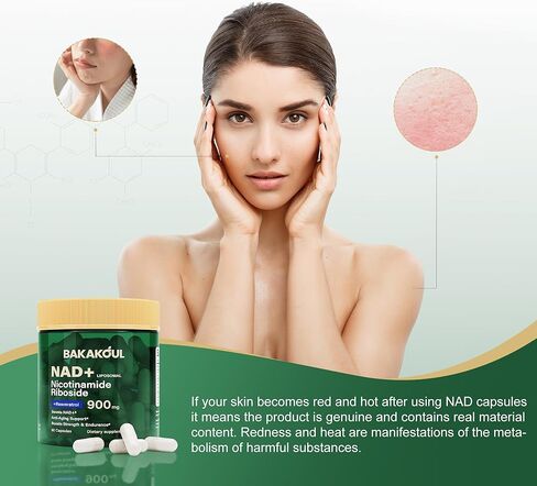 NAD Supplement - Liposomal Nicotinamide Riboside, Resveratrol, Quercetin, NAD Nicotinamide Riboside Resveratrol 900mg, NAD+ Supplement for Men and Women, 80 Capsules 1 Pack in Kuwait