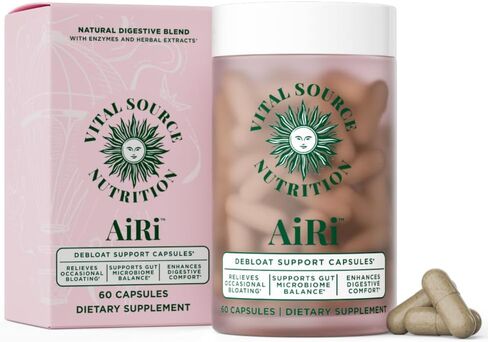 Vital Source Nutrition - AiRi - Debloat Support Capsules - Natural Digestive Blend with Enzymes & Herbal Extracts - Supports Gut Balance & Digestive Comfort - Supplements for Women - 30 Servings in Saudi Arabia