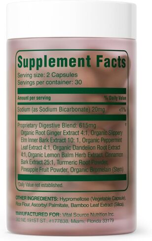 Vital Source Nutrition - AiRi - Debloat Support Capsules - Natural Digestive Blend with Enzymes & Herbal Extracts - Supports Gut Balance & Digestive Comfort - Supplements for Women - 30 Servings in Saudi Arabia