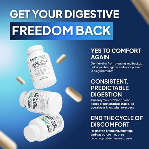 Digestive Enzymes with Probiotics – Broad Spectrum Enzyme Formula for Digestive Support, Bloating & Gas Relief, Lactase, Protease, Lipase – 60 Capsules in Saudi Arabia