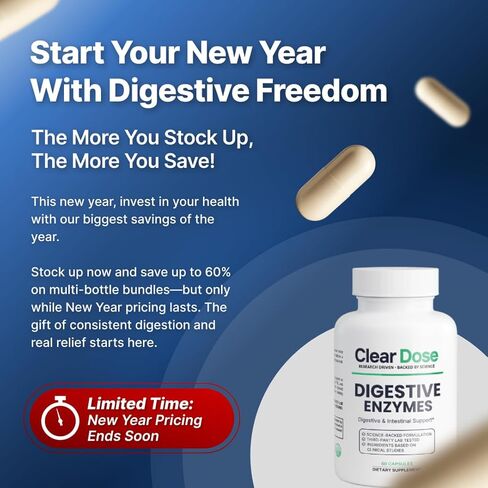 Digestive Enzymes with Probiotics – Broad Spectrum Enzyme Formula for Digestive Support, Bloating & Gas Relief, Lactase, Protease, Lipase – 60 Capsules in Saudi Arabia