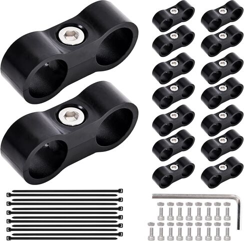 Jikvmi 4 PCS Hose Separator Clamp, Fuel Line Mounting Clamp, fit for Fuel Line, Oil Line, Brake Line, Water Pipe and Gas Line, ABS+PC,Black (4, AN6) in Kuwait