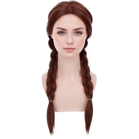 Child Orange Two Braided Ponytails Wig Ginger Orange Two Pigtails Wig for Kids Girls Cosplay Heat Resistant Synthetic Hair with Cap in Saudi Arabia