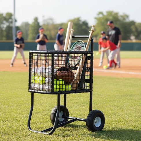 MOOFI Heavy-Duty Baseball Cart with 10.5" All-Terrain Wheels, Holds Upto 350 Baseballs,450 Tennis Ball or 200 Softballs-Large Capacity Ball Transport Cart for Training,Game Day&Fields in Kuwait