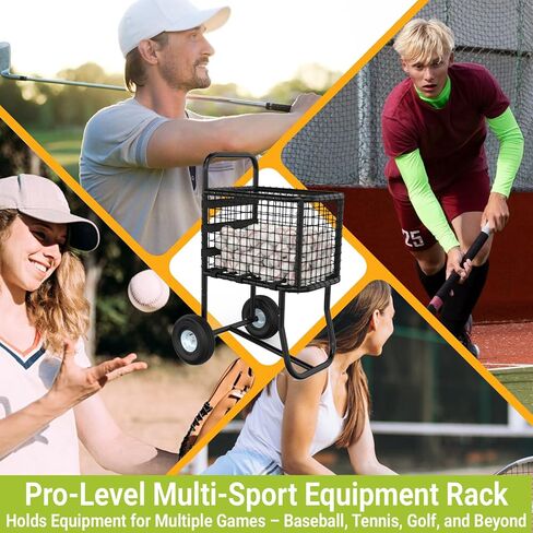 MOOFI Heavy-Duty Baseball Cart with 10.5" All-Terrain Wheels, Holds Upto 350 Baseballs,450 Tennis Ball or 200 Softballs-Large Capacity Ball Transport Cart for Training,Game Day&Fields in Kuwait