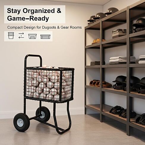 MOOFI Heavy-Duty Baseball Cart with 10.5" All-Terrain Wheels, Holds Upto 350 Baseballs,450 Tennis Ball or 200 Softballs-Large Capacity Ball Transport Cart for Training,Game Day&Fields in Kuwait