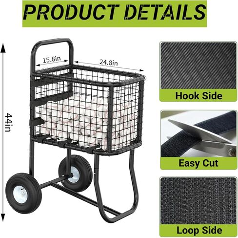 MOOFI Heavy-Duty Baseball Cart with 10.5" All-Terrain Wheels, Holds Upto 350 Baseballs,450 Tennis Ball or 200 Softballs-Large Capacity Ball Transport Cart for Training,Game Day&Fields in Kuwait