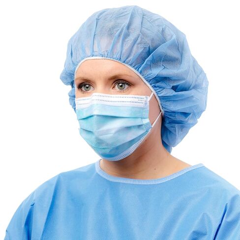 Cardinal Health™ Level 3 Procedure Mask with Anti-Fog Foam AT4531, Ear Loops, Mediterranean Blue, Box of 50 in Saudi Arabia