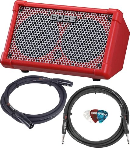 Boss Cube Street II Battery Powered Stereo Amplifier - Black Bundle with Gearlux Instrument Cable, XLR Cable and Roland Picks in Saudi Arabia
