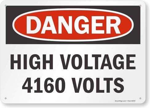 SmartSign "Danger - High Voltage 4160 Volts" Sign | 10" x 14" Aluminum in Saudi Arabia